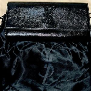 Patent calfskin leather clutch